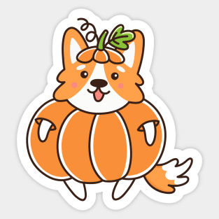 Cute corgi dog - pumpkin Sticker